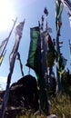 Tibetan Buddhist vertical Prayer Flags Royalty Free Stock Photo