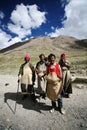 A tibetan family on a pilgrimage Royalty Free Stock Photo