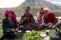 Tibetan family in wild field
