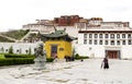 Tibetan in front of the Potala Palace Royalty Free Stock Photo