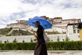 Tibetan in front of the Potala Palace Royalty Free Stock Photo