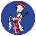 Tibetan girl with Khata, Cartoon