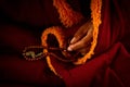 Tibetan Lama, prayer beads, Dalai Lama temple, McLeod Ganj, India Royalty Free Stock Photo