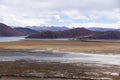 Tibetan landscape near holy lake Yamdrok - Tibet Royalty Free Stock Photo