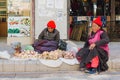 Tibetan market in Leh, Ladakh. Tibetan people selling fruit and vegetable on street market in Ladakh, Jammu and Kashmir, India. Royalty Free Stock Photo