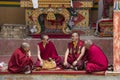 Tibetan monk during mystical mask dancing Tsam mystery dance in time of Yuru Kabgyat Buddhist festival at Lamayuru Gompa, Ladakh,