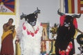 Tibetan Monks performing Snow Lion Dance called Ssang-Geh Gar-Cham at Agape Church in Santa Monica California