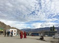Tibetan monks walk in Leh, India