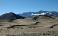 Tibetan mountain landscape, blue sky and sparse vegetation Royalty Free Stock Photo