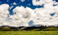 Tibetan mountain landscape an monastery in the mountains of China Royalty Free Stock Photo