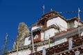 Tibetan old monastery in himalayas mountain in Manang village. Annapurna area, Himalaya, Nepal Royalty Free Stock Photo