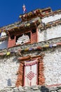 Tibetan old monastery in himalayas mountain in Manang village. Annapurna area, Himalaya, Nepal Royalty Free Stock Photo