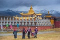 Tibetan people live in Tagong Grassland in China