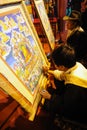 Tibetan people painting tangka
