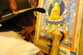 Tibetan people painting tangka