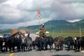 Tibetan people wiht yak