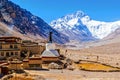 Tibetan plateau scene-Everest and Flannelette(Rongbu) temple Royalty Free Stock Photo