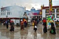 Tibetan plateau scene-Jokhang Temple and prayers Royalty Free Stock Photo