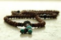 Tibetan prayer beads, arts and crafts background
