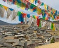 Tibetan prayer flags over shangri-la, china