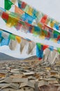 Tibetan prayer flags over shangri-la, china Royalty Free Stock Photo