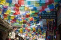 Tibetan prayer flags in town at Kathmandu, Nepal