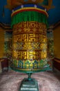 Tibetan prayer mills in the temple in Tashi Ling village, Nepal