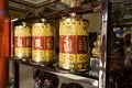 Tibetan prayer wheels at hohhot china lamesery Dazhou temple Royalty Free Stock Photo