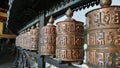 Tibetan prayer wheels at the stupa Royalty Free Stock Photo