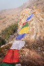 Tibetan prayful flags, over the Mahakala`s cave