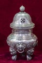 Tibetan silver incense burner by hand Royalty Free Stock Photo