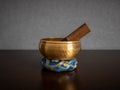 Tibetan singing bowl centered in the frame Royalty Free Stock Photo