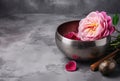 Tibetan singing bowl roses spa massage. Generate Ai