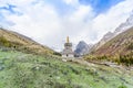 Tibetan Stupa with colorful buddhist prayer flags Royalty Free Stock Photo