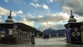 Tibetan Stupa with snow mountain background