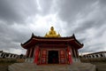 The tibetan temple under the dark clouds