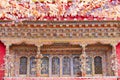 Tibetan temple window with sutra streamer