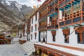 Tibetan traditional building and square of Hemis monastery in Leh, Ladakh, Jammu and Kashmir Royalty Free Stock Photo