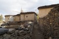 Tibetan typical street from Dhakmar village Upper Mustang Nepal . Royalty Free Stock Photo