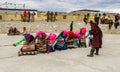 Tibetan women in traditional dress on holiday