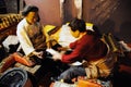 Tibetan workers printing an sutras Royalty Free Stock Photo