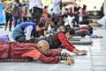 Tibetan worshippers from all over Tibet pray Royalty Free Stock Photo