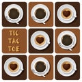 Tic-Tac-Toe of cappuccino and espresso