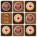 Tic-Tac-Toe of chocolate ball and cup cake