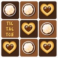 Tic-Tac-Toe of cookie and cup cake Royalty Free Stock Photo