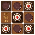 Tic-Tac-Toe of cup cake and cookie Royalty Free Stock Photo