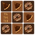 Tic-Tac-Toe of donut and chocolate tart