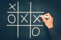 Tic-tac-toe game on blackboard Royalty Free Stock Photo