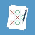 Tic-tac-toe game on paper sheet, win strategy concept Royalty Free Stock Photo