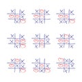 Tic tac toe game set with hearts Royalty Free Stock Photo